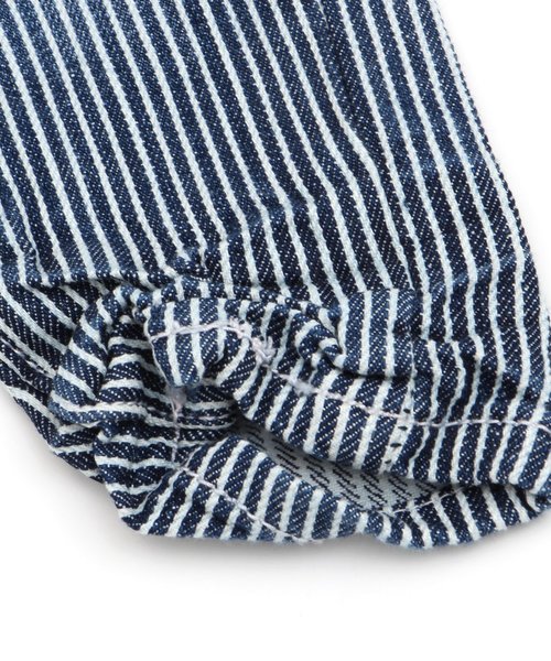 BREEZE(ブリーズ)の「シワ加工デニム 10分丈(デニムパンツ・キッズ・ネイビー/サックスブルー/ストライプ・110/130/100/140/120/80/160/90/95/150)」の13枚目の写真
