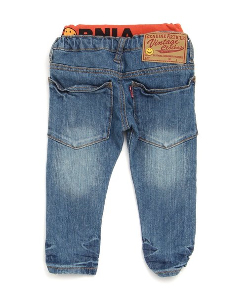 BREEZE(ブリーズ)の「シワ加工デニム 10分丈(デニムパンツ・キッズ・ネイビー/サックスブルー/ストライプ・110/130/100/140/120/80/160/90/95/150)」の9枚目の写真