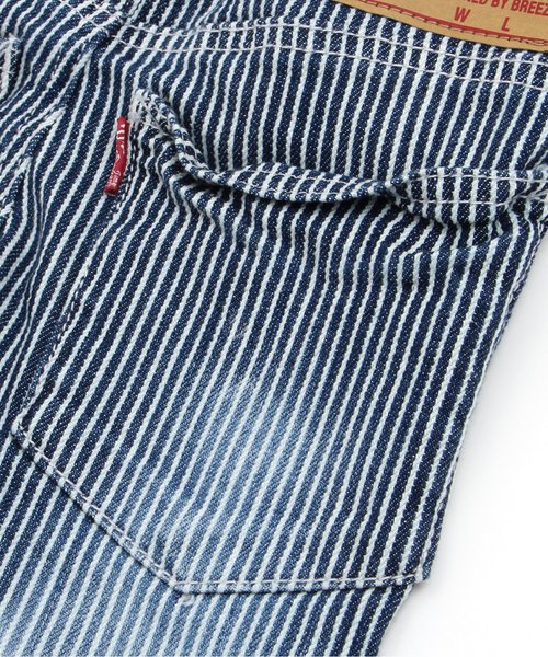 BREEZE(ブリーズ)の「シワ加工デニム 10分丈(デニムパンツ・キッズ・ネイビー/サックスブルー/ストライプ・110/130/100/140/120/80/160/90/95/150)」の4枚目の写真