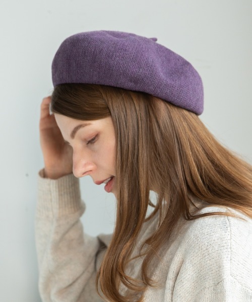 14+(イチヨンプラス)の「イタリア糸ニットベレー帽 / ber(ハンチング/ベレー帽・レディース・ワインレッド/ピンク/ネイビー/ブルー/ブラック/ベージュ/ブラウン/オリーブ/ライトブルー/イエロー/チャコールグレー/オレンジ/ライトピンク/ダークベージュ/ダークブラウン/パープル・FREE)」の11枚目の写真