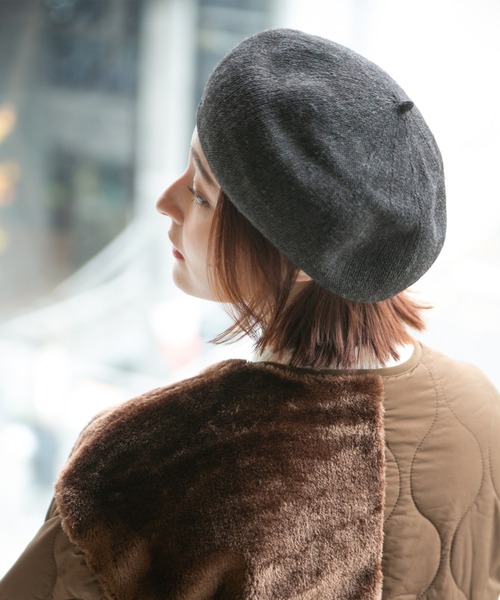 14+(イチヨンプラス)の「イタリア糸ニットベレー帽 / ber(ハンチング/ベレー帽・レディース・ワインレッド/ピンク/ネイビー/ブルー/ブラック/ベージュ/ブラウン/オリーブ/ライトブルー/イエロー/チャコールグレー/オレンジ/ライトピンク/ダークベージュ/ダークブラウン/パープル・FREE)」の17枚目の写真