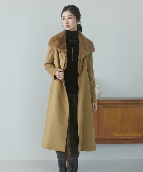 sankyo shokai(サンキョウショウカイ)の「カシミヤロングステンカラーコート(ステンカラーコート・レディース・ライトグレー/ブラック/キャメル・LL/L/M/3L)」の14枚目の写真