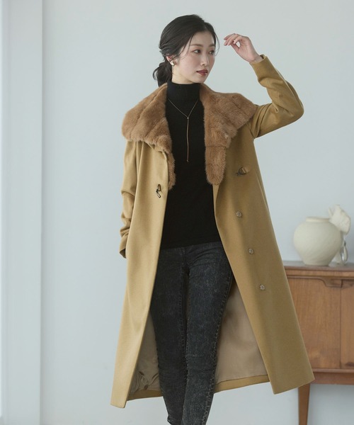 sankyo shokai(サンキョウショウカイ)の「カシミヤロングステンカラーコート(ステンカラーコート・レディース・ライトグレー/ブラック/キャメル・LL/L/M/3L)」の13枚目の写真
