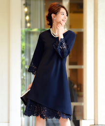 RUIRUE BOUTIQUE | 【結婚式･ 二次会･ パーティー･ お呼ばれ対応】アシンメトリーヘムラインレースワンピース(ドレス)