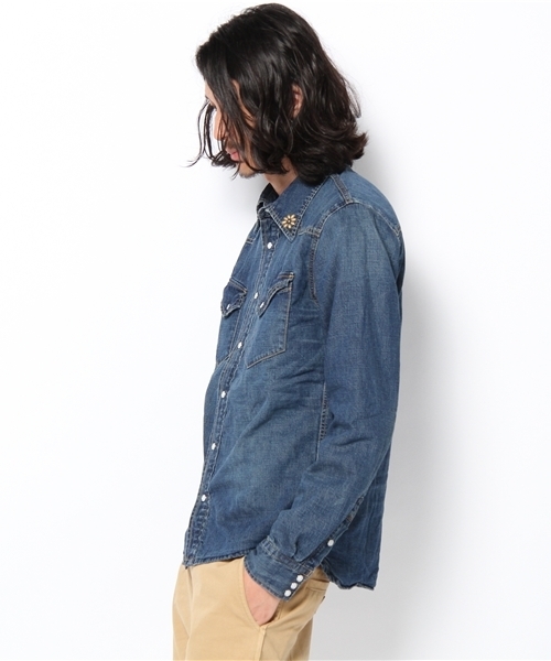 BEAMS PLUS（ビームスプラス）の「REMI RELIEF / デニムウエスタンシャツ（キルト中綿）（シャツ/ブラウス・メンズ・ブルー・SMALL/MEDIUM/LARGE/X-LARGE）」の2枚目の写真