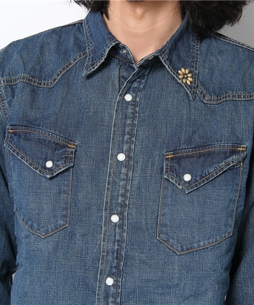 BEAMS PLUS（ビームスプラス）の「REMI RELIEF / デニムウエスタンシャツ（キルト中綿）（シャツ/ブラウス・メンズ・ブルー・SMALL/MEDIUM/LARGE/X-LARGE）」の4枚目の写真