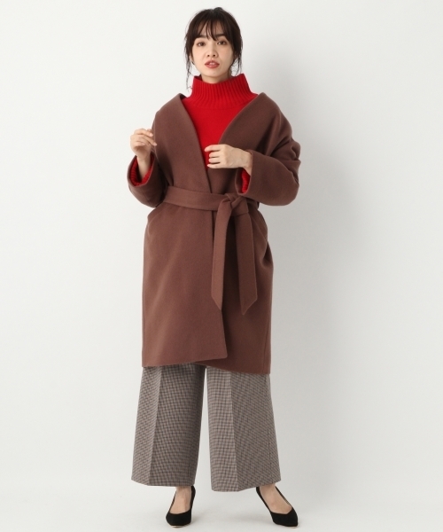 A part by（アパートバイ）の「WNビシュウVノーカラーコート 776653（その他アウター・レディース・ブラック/ブラウン/アイボリー/レッド・MEDIUM/LARGE）」の5枚目の写真