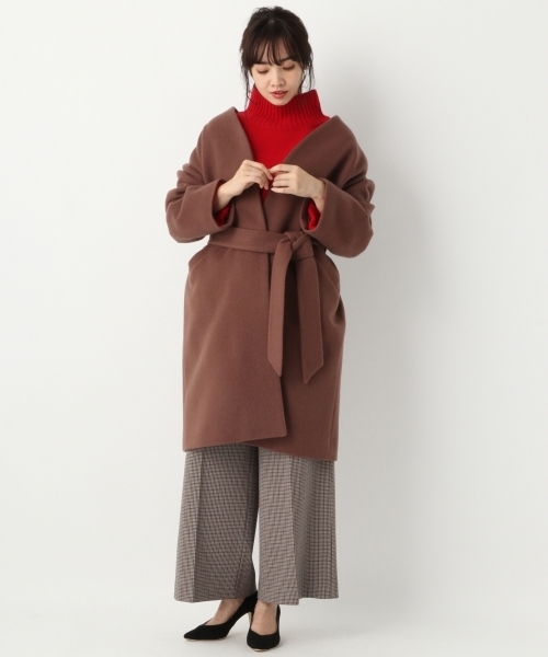 A part by（アパートバイ）の「WNビシュウVノーカラーコート 776653（その他アウター・レディース・ブラック/ブラウン/アイボリー/レッド・MEDIUM/LARGE）」の6枚目の写真