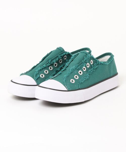 KOBE LETTUCE（コウベレタス）の「フリンジキャンバスベーシックスリッポン（スニーカー・レディース・ブラック/カーキ/ホワイト/グレー/アイボリー/オレンジ/ダークベージュ/パープル/コーラルピンク/レッド系その他/ダークカーキ/ブラウン/ライトベージュ/グリーン系その他/グリーン・L/LL/M/S）」の10枚目の写真