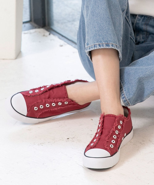 KOBE LETTUCE（コウベレタス）の「フリンジキャンバスベーシックスリッポン（スニーカー・レディース・ブラック/カーキ/ホワイト/グレー/アイボリー/オレンジ/ダークベージュ/パープル/コーラルピンク/レッド系その他/ダークカーキ/ブラウン/ライトベージュ/グリーン系その他/グリーン・L/LL/M/S）」の15枚目の写真