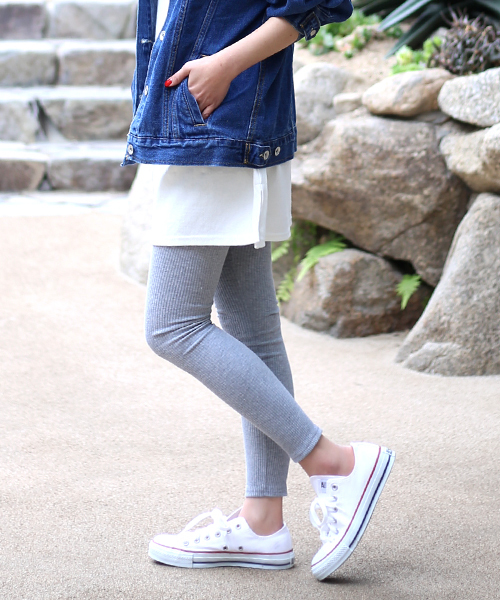 Bab Bou Jeloud（バブブージュルード）の「《再入荷》コットン素材ベーシック リブレギンス（レギンス/スパッツ・レディース・ライトグレー/チャコールグレー/ブラック・M）」の15枚目の写真