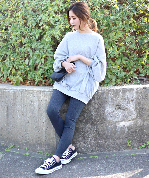 Bab Bou Jeloud（バブブージュルード）の「《再入荷》コットン素材ベーシック リブレギンス（レギンス/スパッツ・レディース・ライトグレー/チャコールグレー/ブラック・M）」の8枚目の写真