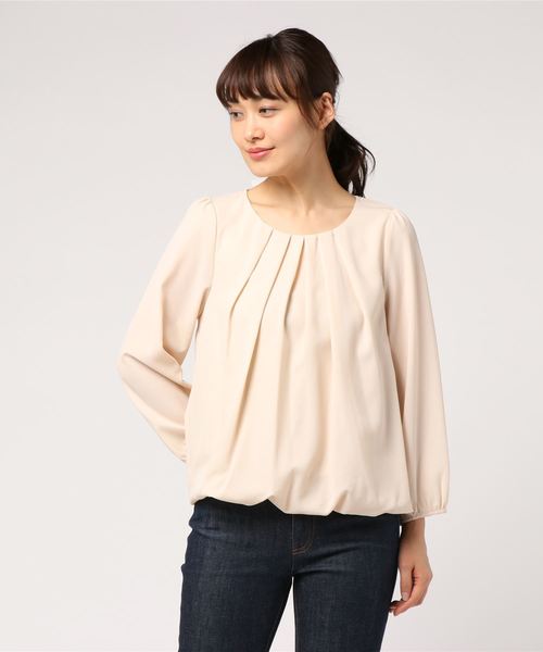 TRUDEA(トルディア)の「シャドーストライプタックバルーンブラウス ◇通勤 OL 出張 オフィス ビジネス オンスタイル◇(シャツ/ブラウス・レディース・ピンク/ベージュ/グレー/ホワイト/ブラック・LARGE/MEDIUM)」の5枚目の写真