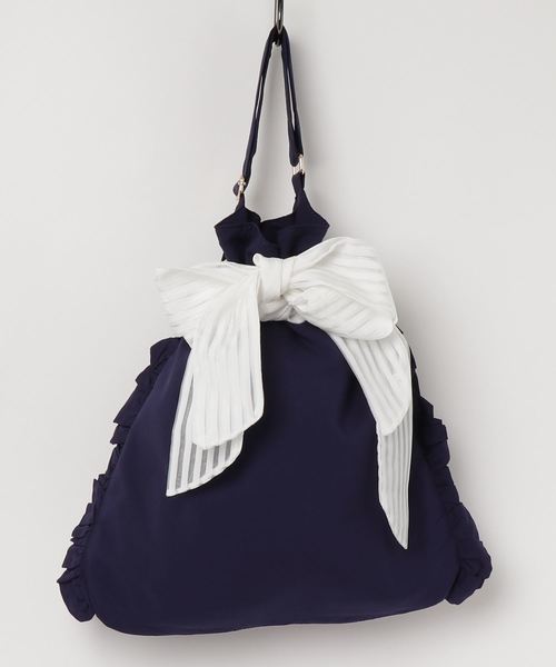axes femme（アクシーズファム）の「フリル巾着トートバッグ（トートバッグ・レディース・ネイビー/ピンク/ブラック・MEDIUM）」の3枚目の写真