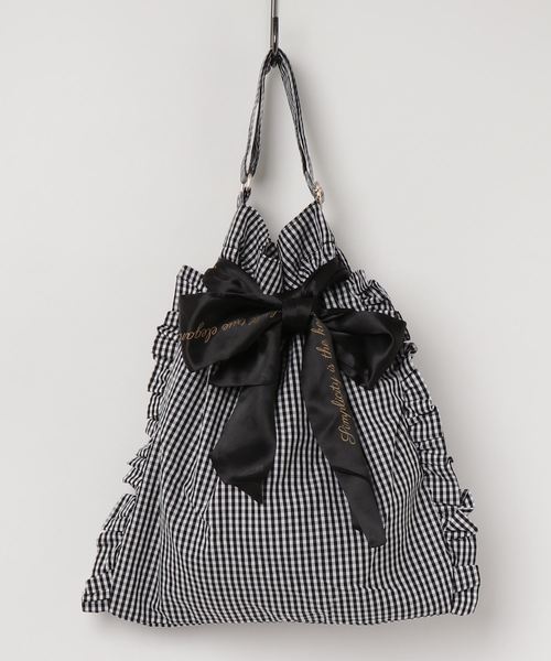 axes femme（アクシーズファム）の「フリル巾着トートバッグ（トートバッグ・レディース・ネイビー/ピンク/ブラック・MEDIUM）」の2枚目の写真