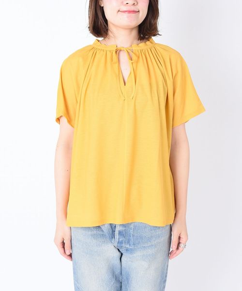 liflattie ships（リフラティ シップス）の「liflattie ships:ツイルドレープ2WAYトップス◇（Tシャツ/カットソー・レディース・イエロー/ライトグレー/グリーン/キャメル/ネイビー・MEDIUM/SMALL）」の9枚目の写真