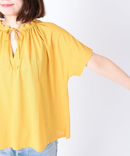 liflattie ships（リフラティ シップス）の「liflattie ships:ツイルドレープ2WAYトップス◇（Tシャツ/カットソー・レディース・イエロー/ライトグレー/グリーン/キャメル/ネイビー・MEDIUM/SMALL）」の13枚目の写真