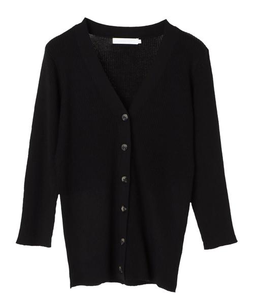 AMERICAN HOLIC（アメリカンホリック）の「・リブVネックカーディガン＊（カーディガン/ボレロ・レディース・ネイビー/グリーン/ピンク/モカ/その他7/ブラック/イエロー/ライトベージュ・M/L）」の9枚目の写真