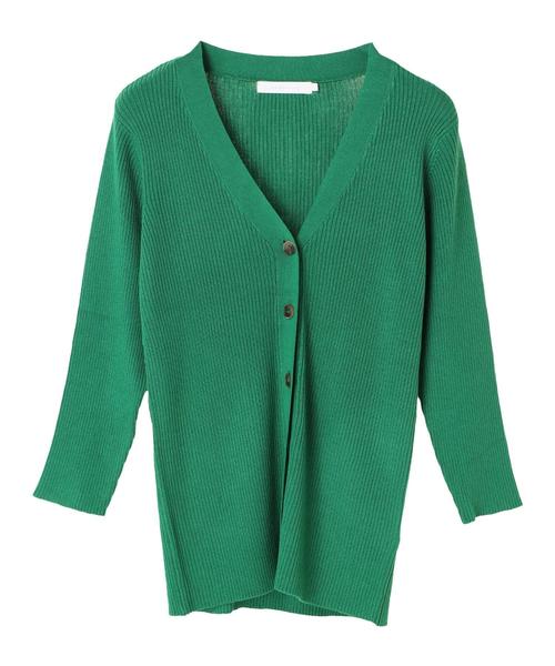 AMERICAN HOLIC（アメリカンホリック）の「・リブVネックカーディガン＊（カーディガン/ボレロ・レディース・ネイビー/グリーン/ピンク/モカ/その他7/ブラック/イエロー/ライトベージュ・M/L）」の14枚目の写真