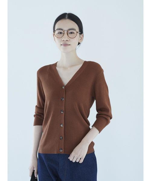 AMERICAN HOLIC（アメリカンホリック）の「・リブVネックカーディガン＊（カーディガン/ボレロ・レディース・ネイビー/グリーン/ピンク/モカ/その他7/ブラック/イエロー/ライトベージュ・M/L）」の17枚目の写真