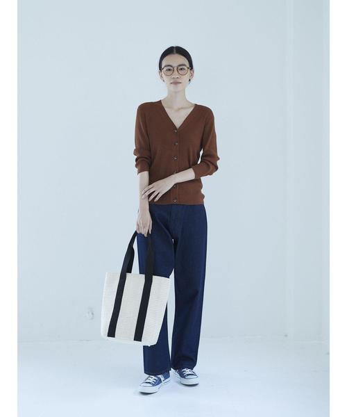 AMERICAN HOLIC（アメリカンホリック）の「・リブVネックカーディガン＊（カーディガン/ボレロ・レディース・ネイビー/グリーン/ピンク/モカ/その他7/ブラック/イエロー/ライトベージュ・M/L）」の18枚目の写真