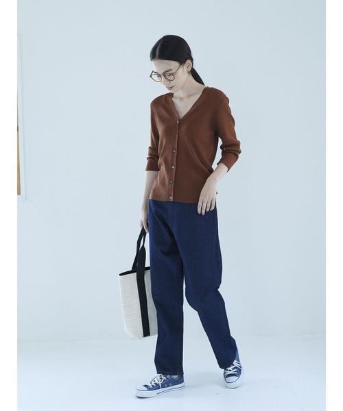 AMERICAN HOLIC（アメリカンホリック）の「・リブVネックカーディガン＊（カーディガン/ボレロ・レディース・ネイビー/グリーン/ピンク/モカ/その他7/ブラック/イエロー/ライトベージュ・M/L）」の19枚目の写真