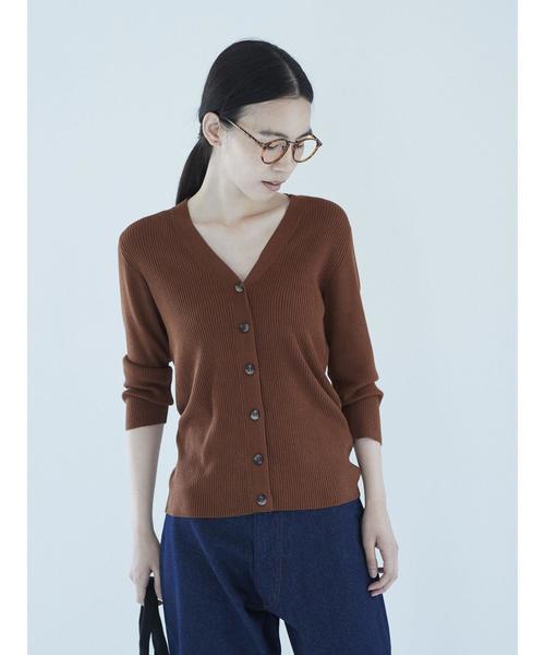 AMERICAN HOLIC（アメリカンホリック）の「・リブVネックカーディガン＊（カーディガン/ボレロ・レディース・ネイビー/グリーン/ピンク/モカ/その他7/ブラック/イエロー/ライトベージュ・M/L）」の20枚目の写真