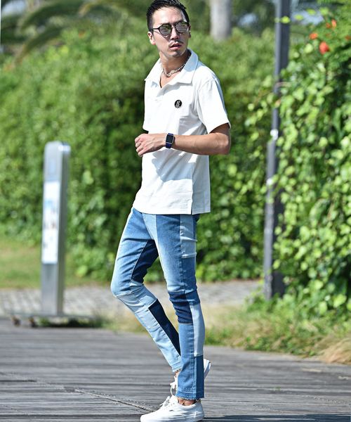 JOKER(ジョーカー)の「【JOKER】パッチワークスキニーデニムパンツ メンズ(デニムパンツ・メンズ・ブラック/ブルー・S/M/L)」の4枚目の写真