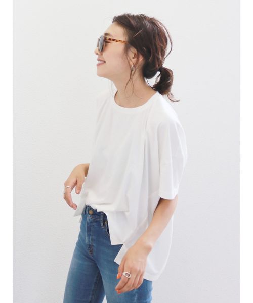 Ungrid(アングリッド)の「デザインショートTee(Tシャツ/カットソー・レディース・ブラック/オフホワイト/カーキ・FREE)」の4枚目の写真