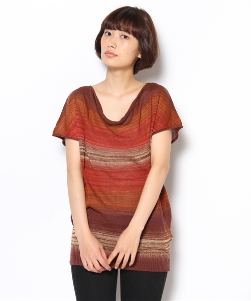 JOURNAL STANDARD relume(ジャーナルスタンダード レリューム)の「スペースダイ ドレープショートスリーブプルオーバー(ニット/セーター・レディース・イエロー系その他/レッド系その他/ブルー・FREE)」の3枚目の写真