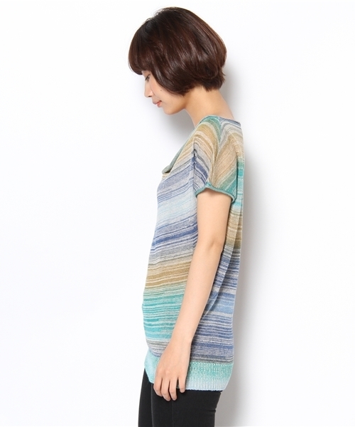 JOURNAL STANDARD relume(ジャーナルスタンダード レリューム)の「スペースダイ ドレープショートスリーブプルオーバー(ニット/セーター・レディース・イエロー系その他/レッド系その他/ブルー・FREE)」の5枚目の写真
