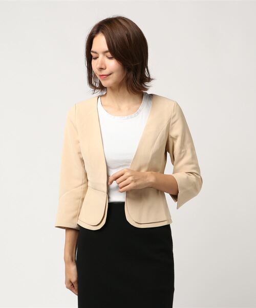 DRESS STAR(ドレス スター)の「ぺプラジャケット風パーティーボレロ(カーディガン/ボレロ・レディース・ベージュ/ブラック/コーラルピンク/ネイビー/グレー/ダークグレー・S/L/XL/XXL/M)」の5枚目の写真
