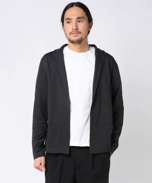 JEANS FACTORY （ジーンズファクトリー）の「[ALLOWED TO UNFOLD/アロウドトゥアンフォールド] リップテーラードカーディガン（その他アウター・メンズ・ブラック/ネイビー/グレー/チャコールグレー/ライトグレー/ヘザーグレー・M/L）」の2枚目の写真