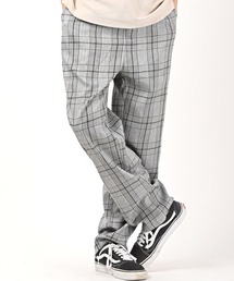 グレンチェックストレッチワイドパンツ