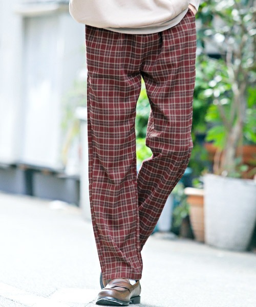 LUXSTYLE(ラグスタイル)の「グレンチェックストレッチワイドパンツ(その他パンツ・メンズ・ブラック/ブラウン/グレー/グリーン/ダークブラウン/ワイン/ネイビー・M/L/XL)」の7枚目の写真