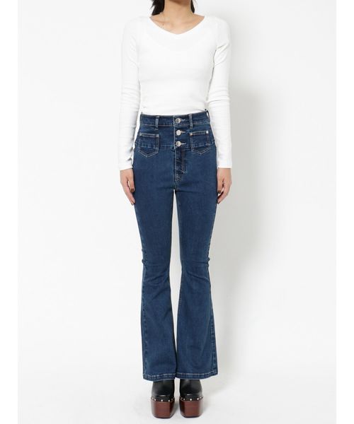 EMODA（エモダ）の「フィットハイウエストフレアパギンス