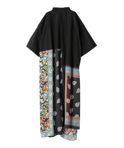 ASTRAET（アストラット）の「ASTRAET（アストラット）プリントコンビ スタンドカラー ワンピース（シャツワンピース・レディース・ブラック/ネイビー・FREE）」の17枚目の写真