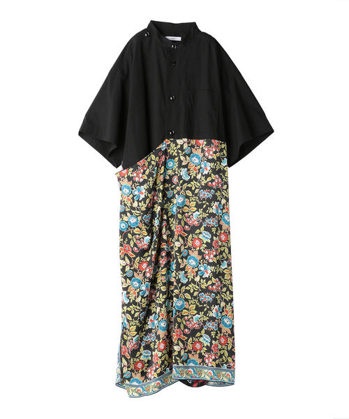 ASTRAET（アストラット）の「ASTRAET（アストラット）プリントコンビ スタンドカラー ワンピース（シャツワンピース・レディース・ブラック/ネイビー・FREE）」の19枚目の写真