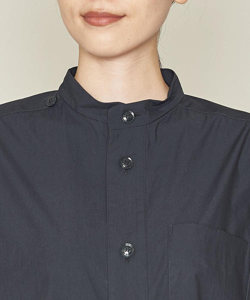 ASTRAET（アストラット）の「ASTRAET（アストラット）プリントコンビ スタンドカラー ワンピース（シャツワンピース・レディース・ブラック/ネイビー・FREE）」の15枚目の写真