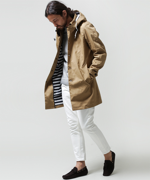 NANO universe（ナノユニバース）の「ボーダー柄ボンディングコート（その他アウター・メンズ・ベージュ/レッド/ブルー/ネイビー/マスタード・LARGE/MEDIUM）」の9枚目の写真