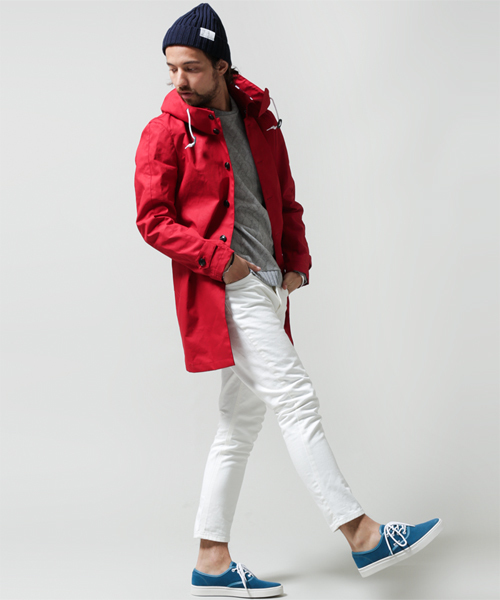 NANO universe（ナノユニバース）の「ボーダー柄ボンディングコート（その他アウター・メンズ・ベージュ/レッド/ブルー/ネイビー/マスタード・LARGE/MEDIUM）」の12枚目の写真