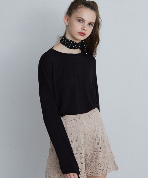 Heather（ヘザー）の「フェミニンムードTユルプルオーバー　　850338（Tシャツ/カットソー・レディース・ブラウン/ピンク/ブルー/ホワイト/ブラック/ベージュ・FREE）」の3枚目の写真