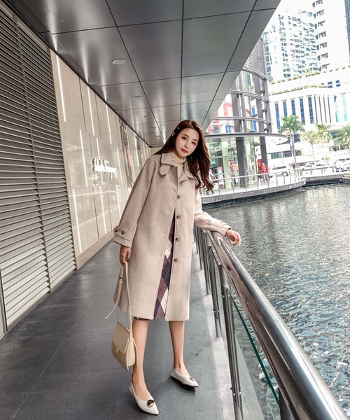 Girly Doll（ガーリードール）の「ハイネックボタン ロングコート