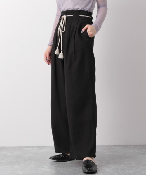 PAGEBOY（ページボーイ）の「フレンチリネンロープベルトパンツ（その他パンツ・レディース・ブラック/オフホワイト/カーキ/グレイッシュベージュ・FREE）」の2枚目の写真