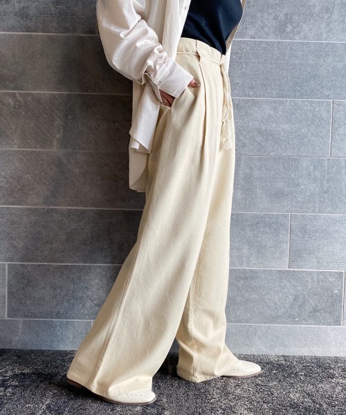 PAGEBOY（ページボーイ）の「フレンチリネンロープベルトパンツ（その他パンツ・レディース・ブラック/オフホワイト/カーキ/グレイッシュベージュ・FREE）」の6枚目の写真
