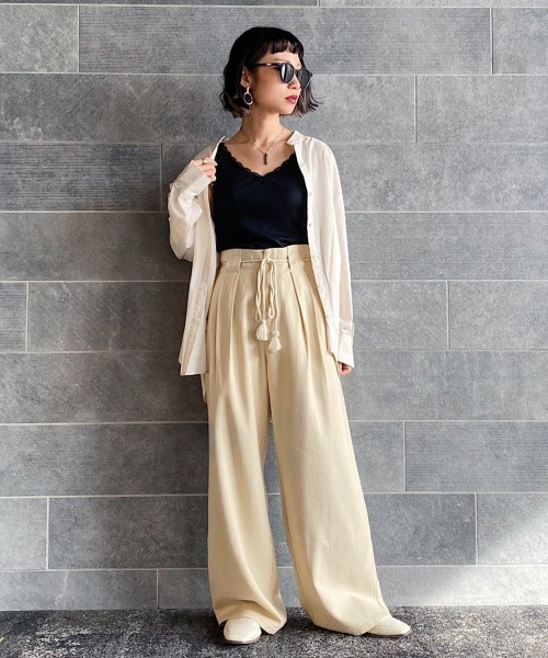 PAGEBOY（ページボーイ）の「フレンチリネンロープベルトパンツ（その他パンツ・レディース・ブラック/オフホワイト/カーキ/グレイッシュベージュ・FREE）」の8枚目の写真