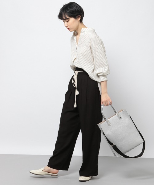 PAGEBOY（ページボーイ）の「フレンチリネンロープベルトパンツ（その他パンツ・レディース・ブラック/オフホワイト/カーキ/グレイッシュベージュ・FREE）」の9枚目の写真