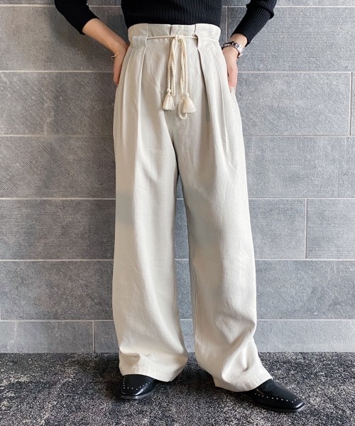 PAGEBOY（ページボーイ）の「フレンチリネンロープベルトパンツ（その他パンツ・レディース・ブラック/オフホワイト/カーキ/グレイッシュベージュ・FREE）」の10枚目の写真