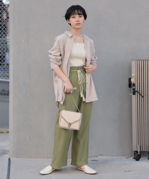 PAGEBOY（ページボーイ）の「フレンチリネンロープベルトパンツ（その他パンツ・レディース・ブラック/オフホワイト/カーキ/グレイッシュベージュ・FREE）」の15枚目の写真