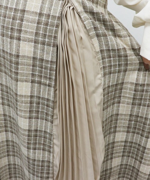 PairPair（ペアペア）の「チェック柄プリーツ切替ワンショル風2WAYワンピース（ワンピース・レディース・ベージュ/ブラウン系その他・FREE）」の14枚目の写真